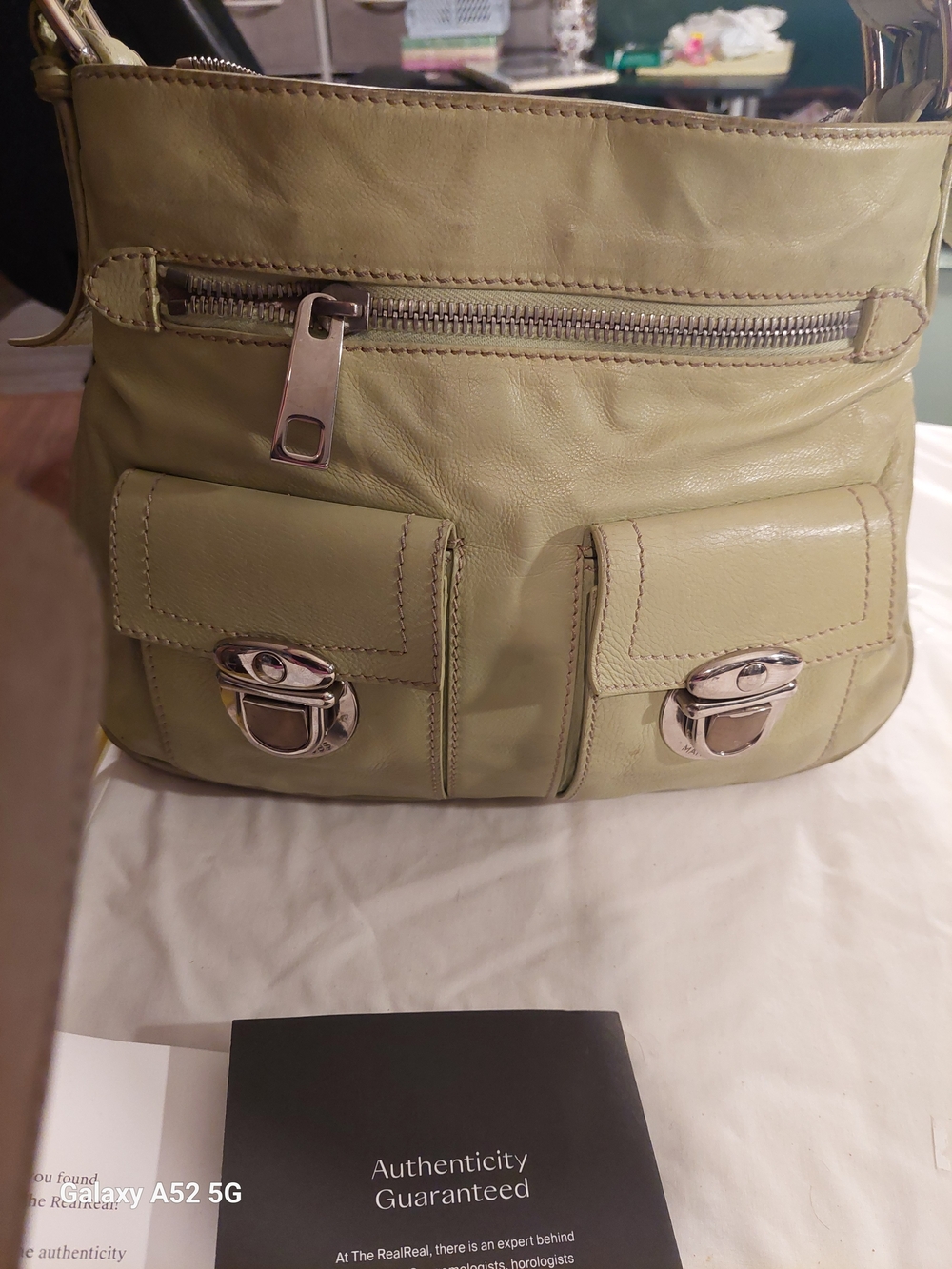 Marc Jacobs Light Cucumber Green Soft Calfskin Leather Shoulder Bag